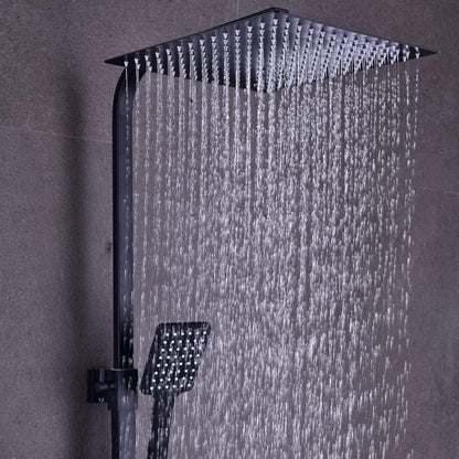 Douchecabine – Douchekop – Regendouche – Handdouche – Doucheset – Mat Zwart – Thermostaatkraan – 30x30 cm Vierkante Regendouche