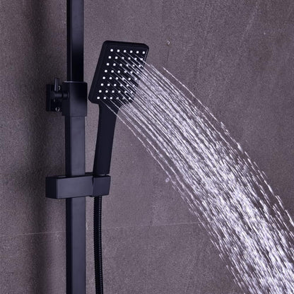 Douchecabine – Douchekop – Regendouche – Handdouche – Doucheset – Mat Zwart – Thermostaatkraan – 30x30 cm Vierkante Regendouche
