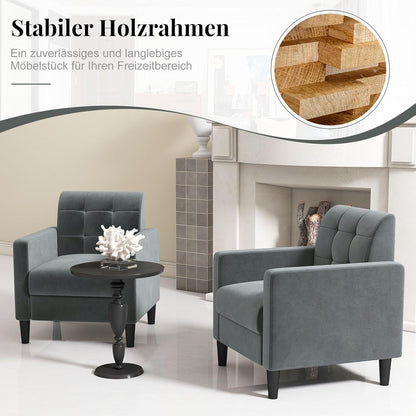 Fauteuil – Relaxstoel – Zetel – Loungestoel – Draaifauteuil – Mid-Century Design – Velvet Bekleding – Robuust Houten Frame – Ergonomisch – Grijs