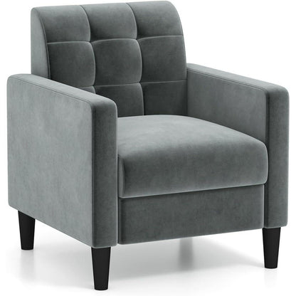 Fauteuil – Relaxstoel – Zetel – Loungestoel – Draaifauteuil – Mid-Century Design – Velvet Bekleding – Robuust Houten Frame – Ergonomisch – Grijs