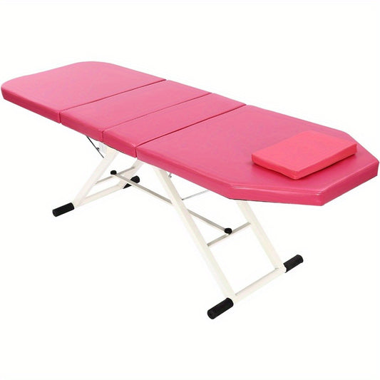 Massagetafel – Behandelbank – Massagebed – Behandeltafel – Inklapbare Massagebank Roze – Verstelbare Drie Secties – Draagvermogen 120 kg