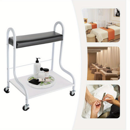 Pedicurekar – Pedicurekoffer – Pedicure Trolley – Voetbad Trolley – Voetverzorging Kar – Met Zwenkwielen – Comfortabele Voetsteun – Robuust Metaal en Hout