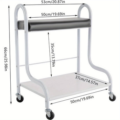 Pedicurekar – Pedicurekoffer – Pedicure Trolley – Voetbad Trolley – Voetverzorging Kar – Met Zwenkwielen – Comfortabele Voetsteun – Robuust Metaal en Hout