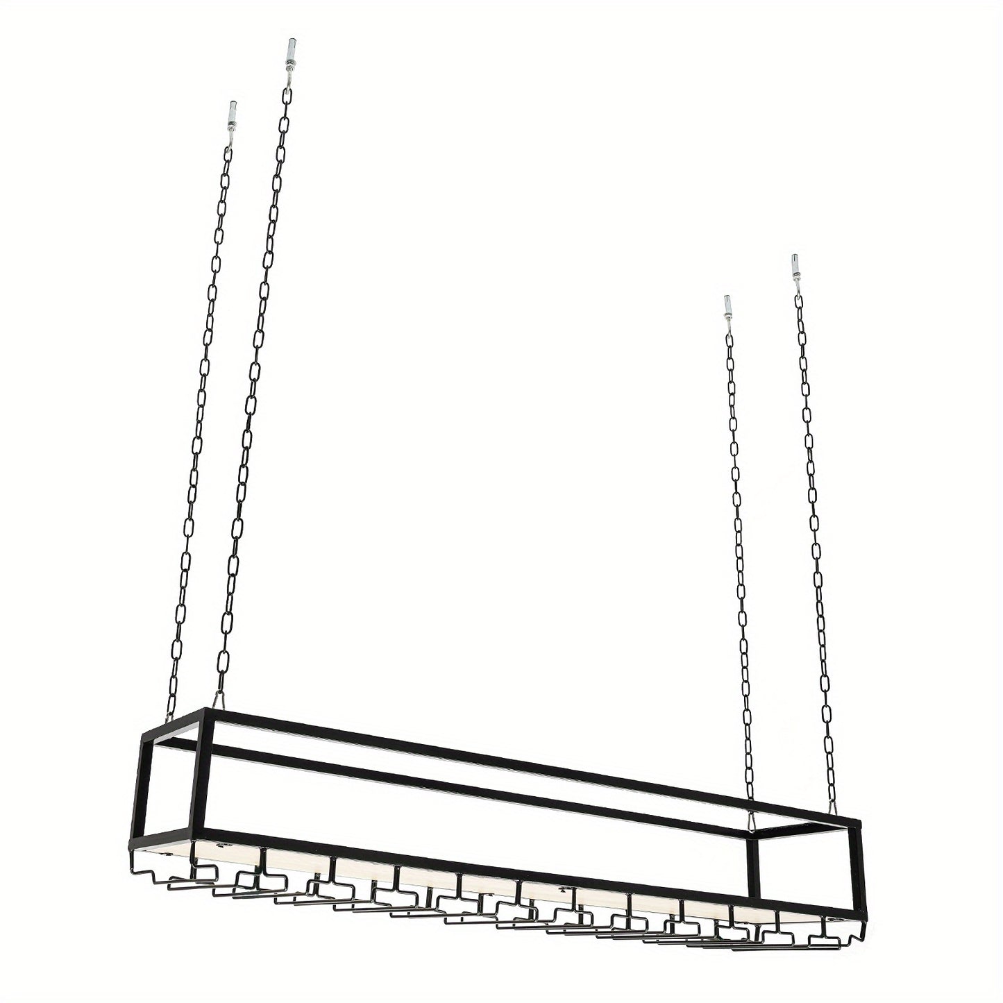 Wijnrek – Flessenrek – Wijnhanger – Wijnflessenhouder – Glazenrek – Verstelbaar in Hoogte – Zwart Gepoedercoat Metaal & Hout – 140x25x100 cm