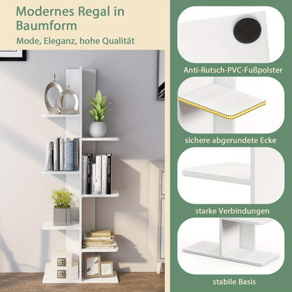 Boekenkast – Boekenrek – Opbergkast – Vakkenkast – Hoekboekenkast – Vrijstaand – 7 Planken – MDF Wit – Compact & Duurzaam