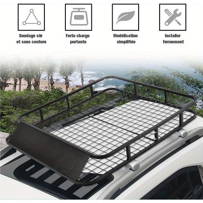 Universele Dakkoffer Drager – Dakmand – Dakrek – Dakdrager – Dakbak – Zwaar Belastbaar Tot 75 kg – Robuust IJzeren Frame – Zwart