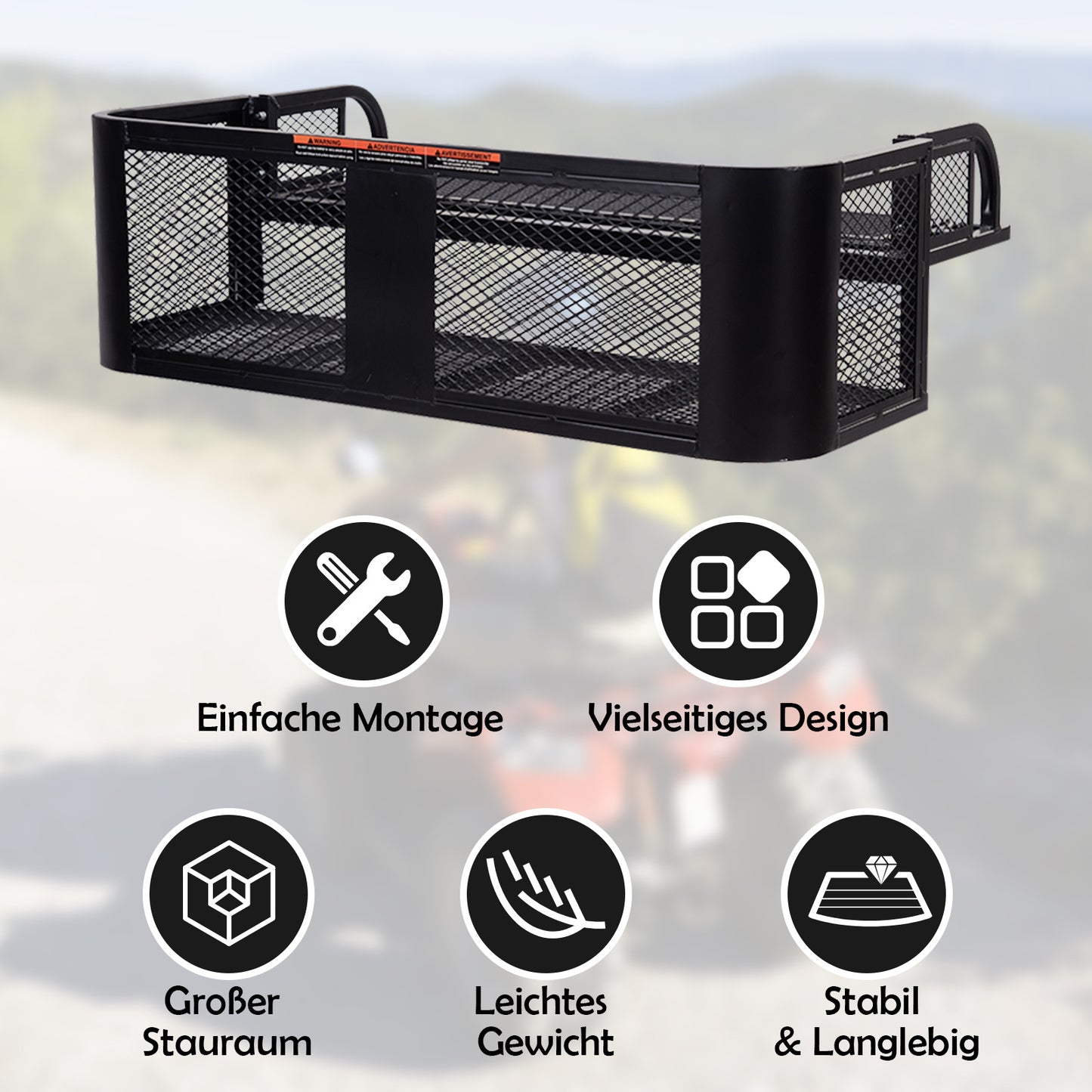 Bagagerek ATV UTV – Achterdrager – Cargo Carrier – Opbergmand – Outdoorrekwagen – Universeel Ontwerp – Stevig Metaal Mesh – Ventilerend Ontwerp