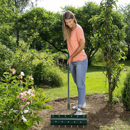 Beluchter – Gazonbeluchter – Gazonprikker – Gazonrol – Grasbeluchter – 130 cm Hoogte – 33 Roestvrije Metalen Spikes – Groen