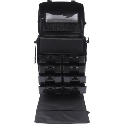 Beauty Trolley – Make-up Koffer – Cosmetica Organizer – Train Case – Reis Koffer – Verwijderbare Wieltjes – Verstelbare Schouderriem – Zwart – Nylon & PVC