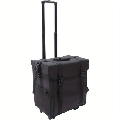 Beauty Trolley – Make-up Koffer – Cosmetica Organizer – Train Case – Reis Koffer – Verwijderbare Wieltjes – Verstelbare Schouderriem – Zwart – Nylon & PVC