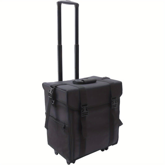 Beauty Trolley – Make-up Koffer – Cosmetica Organizer – Train Case – Reis Koffer – Verwijderbare Wieltjes – Verstelbare Schouderriem – Zwart – Nylon & PVC