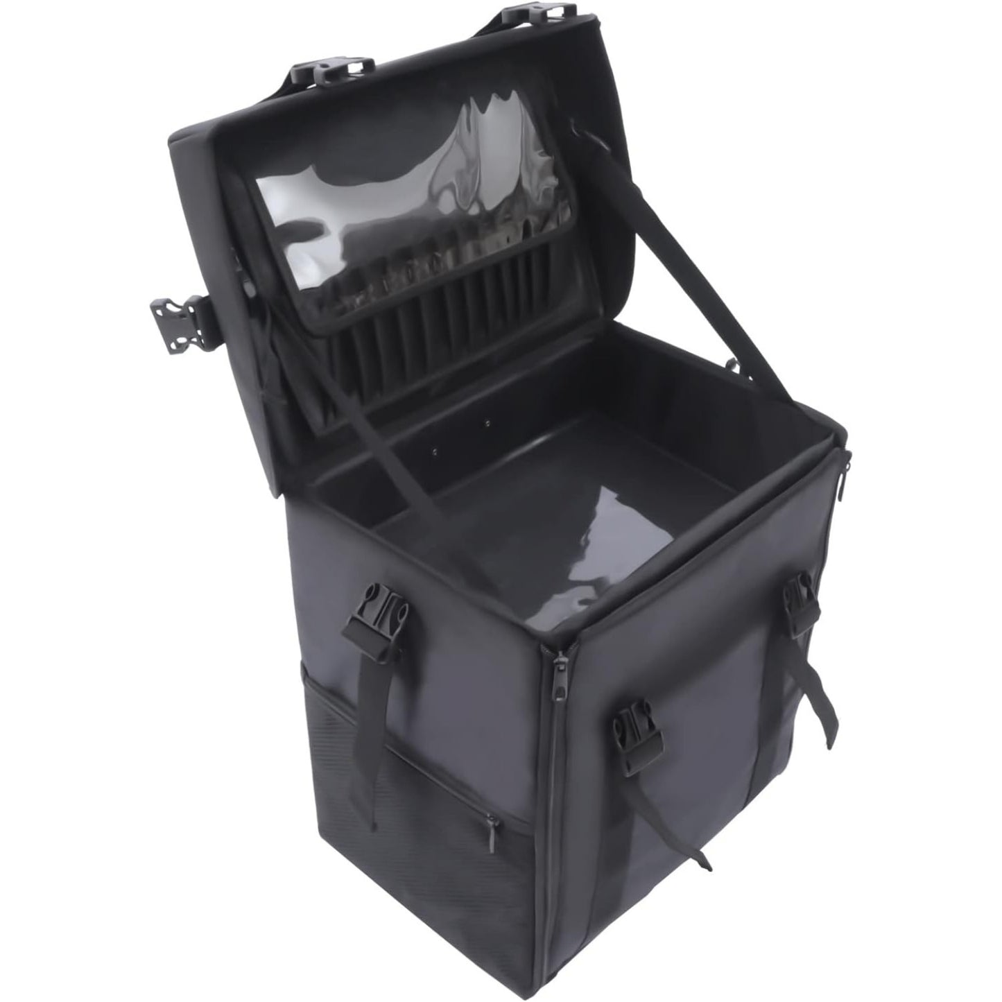 Beauty Trolley – Make-up Koffer – Cosmetica Organizer – Train Case – Reis Koffer – Verwijderbare Wieltjes – Verstelbare Schouderriem – Zwart – Nylon & PVC