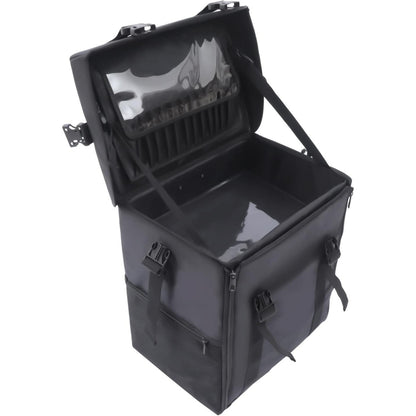 Beauty Trolley – Make-up Koffer – Cosmetica Organizer – Train Case – Reis Koffer – Verwijderbare Wieltjes – Verstelbare Schouderriem – Zwart – Nylon & PVC