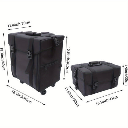 Beauty Trolley – Make-up Koffer – Cosmetica Organizer – Train Case – Reis Koffer – Verwijderbare Wieltjes – Verstelbare Schouderriem – Zwart – Nylon & PVC