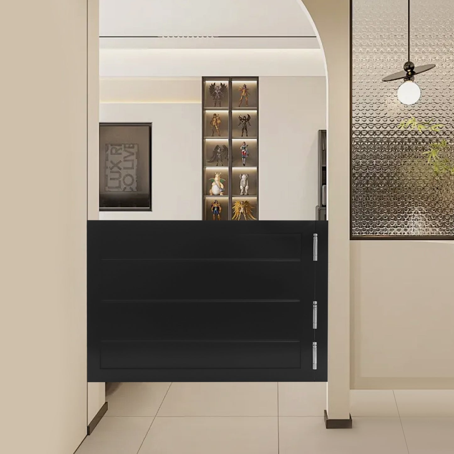 Saloondeur – Zwaaideur – Cafédeur – Barrièredeur – Klapdeur – Massief Dennenhout – Zwarte Zwaaideur 90x60 cm – Inclusief Veerscharnieren – Openslagsysteem 180°