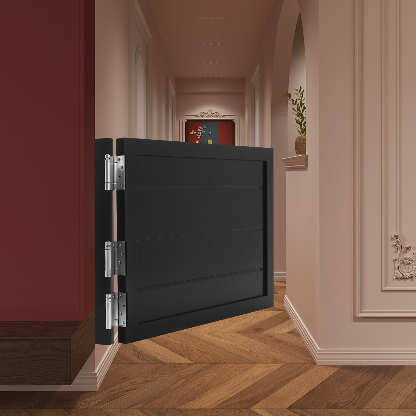 Saloondeur – Zwaaideur – Cafédeur – Barrièredeur – Klapdeur – Massief Dennenhout – Zwarte Zwaaideur 90x60 cm – Inclusief Veerscharnieren – Openslagsysteem 180°