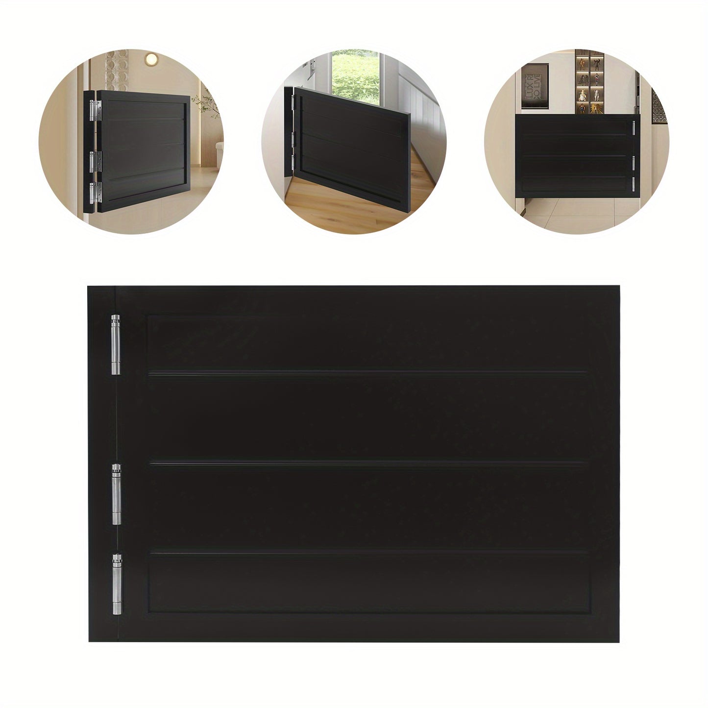 Saloondeur – Zwaaideur – Cafédeur – Barrièredeur – Klapdeur – Massief Dennenhout – Zwarte Zwaaideur 90x60 cm – Inclusief Veerscharnieren – Openslagsysteem 180°
