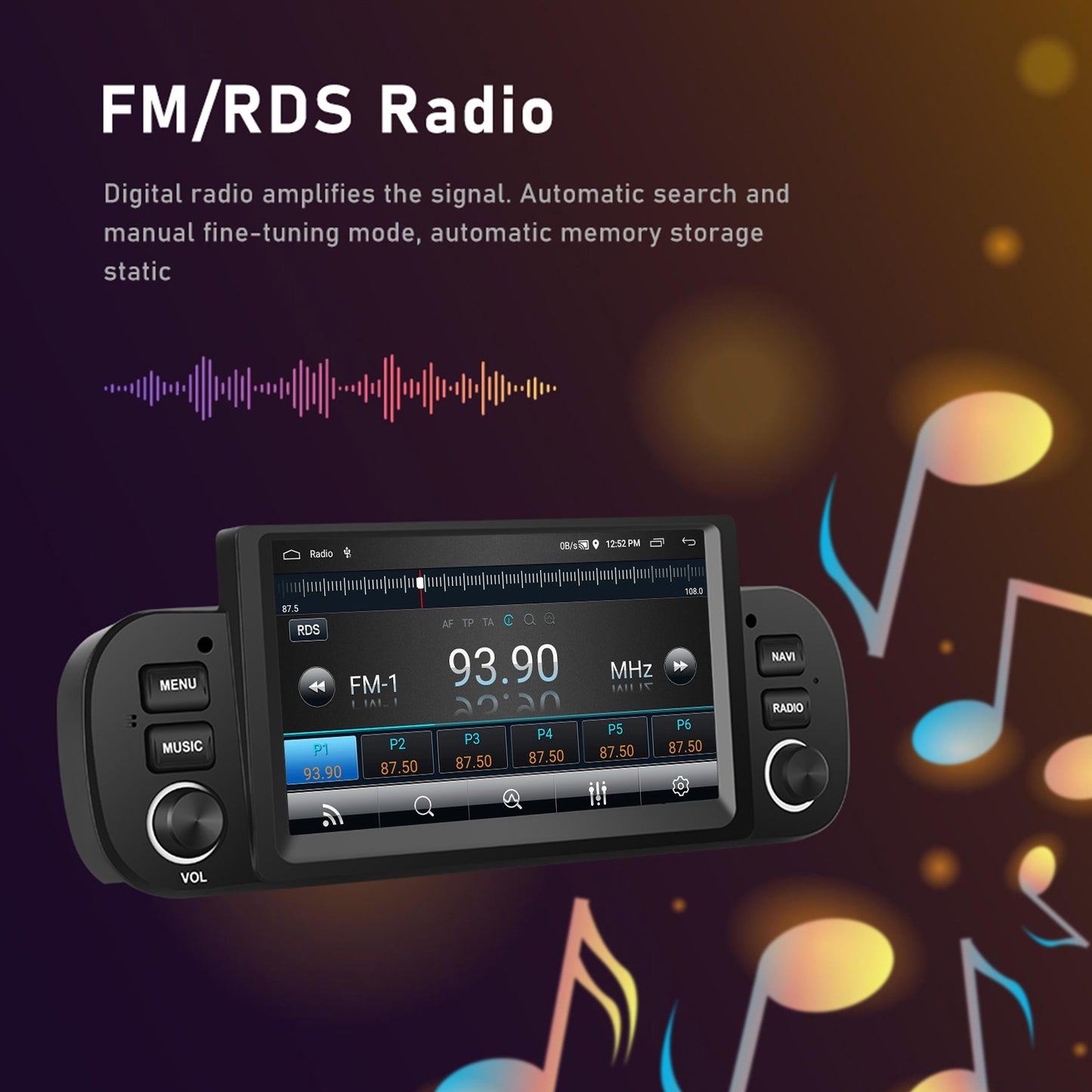 Autoradio – Auto Stereo – Multimedia Speler – Navigatie Systeem – 6,2 Inch HD Touchscreen – Draadloze CarPlay & Android Auto – GPS Met WiFi & FM/RDS