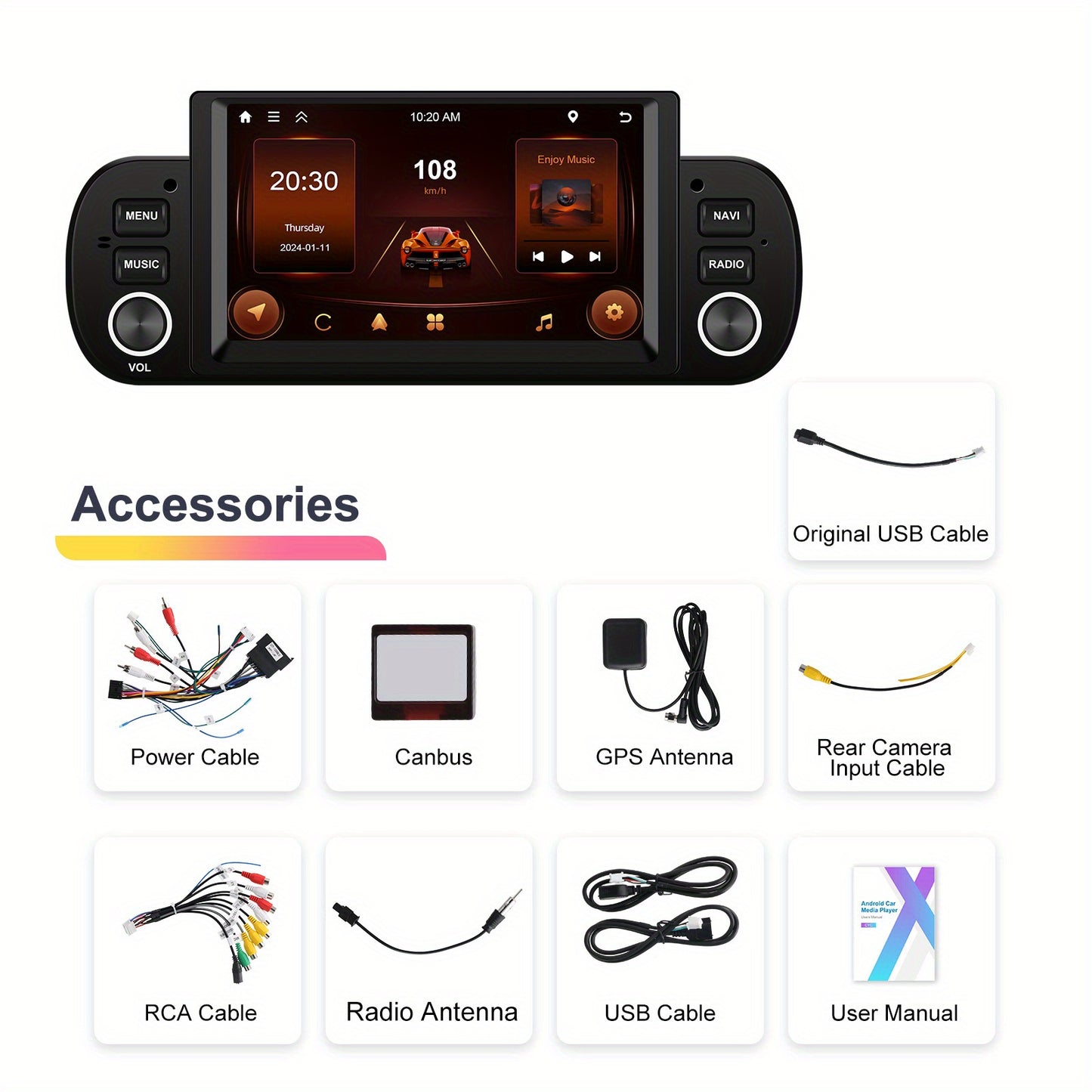 Autoradio – Auto Stereo – Multimedia Speler – Navigatie Systeem – 6,2 Inch HD Touchscreen – Draadloze CarPlay & Android Auto – GPS Met WiFi & FM/RDS