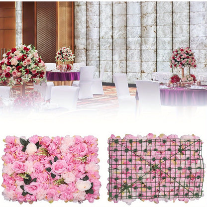 Rozenwanddecoratie – Zijde Rozenpanelen – Kunstbloemen Wanddecoratie – Bloemenmuur – Faux Rozen – Donkerroze – 12 Stuks – 59,99x39,98 cm – Duurzaam Kunstzijde Material
