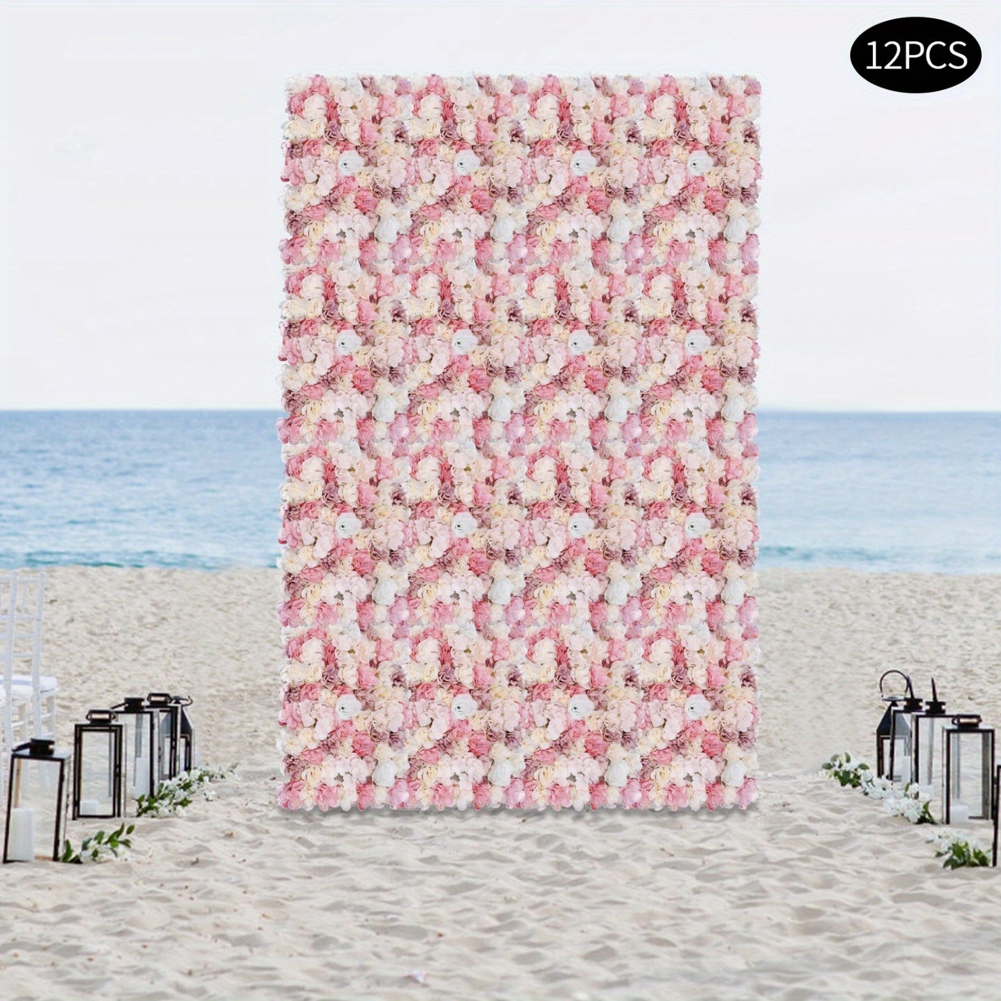 Kunstbloemen Wandpanelen – Bloemenwand Panelen – Kunstbloemen Muurdecoratie – Zijde Bloemenpaneel – Bloemenmat – Roze Wit – 12 Stuks – Weerbestendig 39,98x59,99 cm
