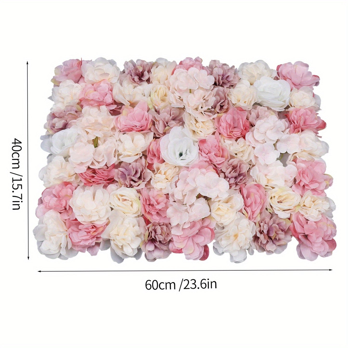 Kunstbloemen Wandpanelen – Bloemenwand Panelen – Kunstbloemen Muurdecoratie – Zijde Bloemenpaneel – Bloemenmat – Roze Wit – 12 Stuks – Weerbestendig 39,98x59,99 cm