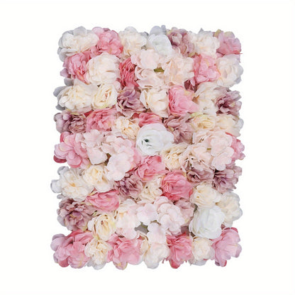 Kunstbloemen Wandpanelen – Bloemenwand Panelen – Kunstbloemen Muurdecoratie – Zijde Bloemenpaneel – Bloemenmat – Roze Wit – 12 Stuks – Weerbestendig 39,98x59,99 cm
