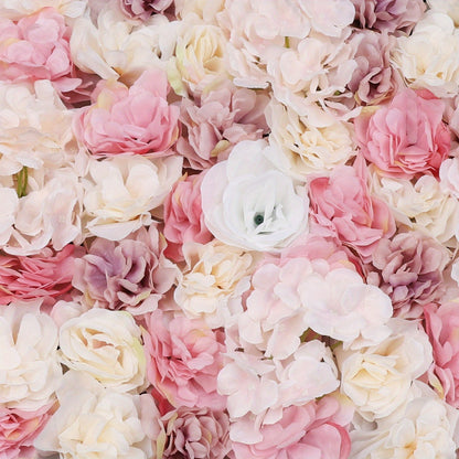 Kunstbloemen Wandpanelen – Bloemenwand Panelen – Kunstbloemen Muurdecoratie – Zijde Bloemenpaneel – Bloemenmat – Roze Wit – 12 Stuks – Weerbestendig 39,98x59,99 cm