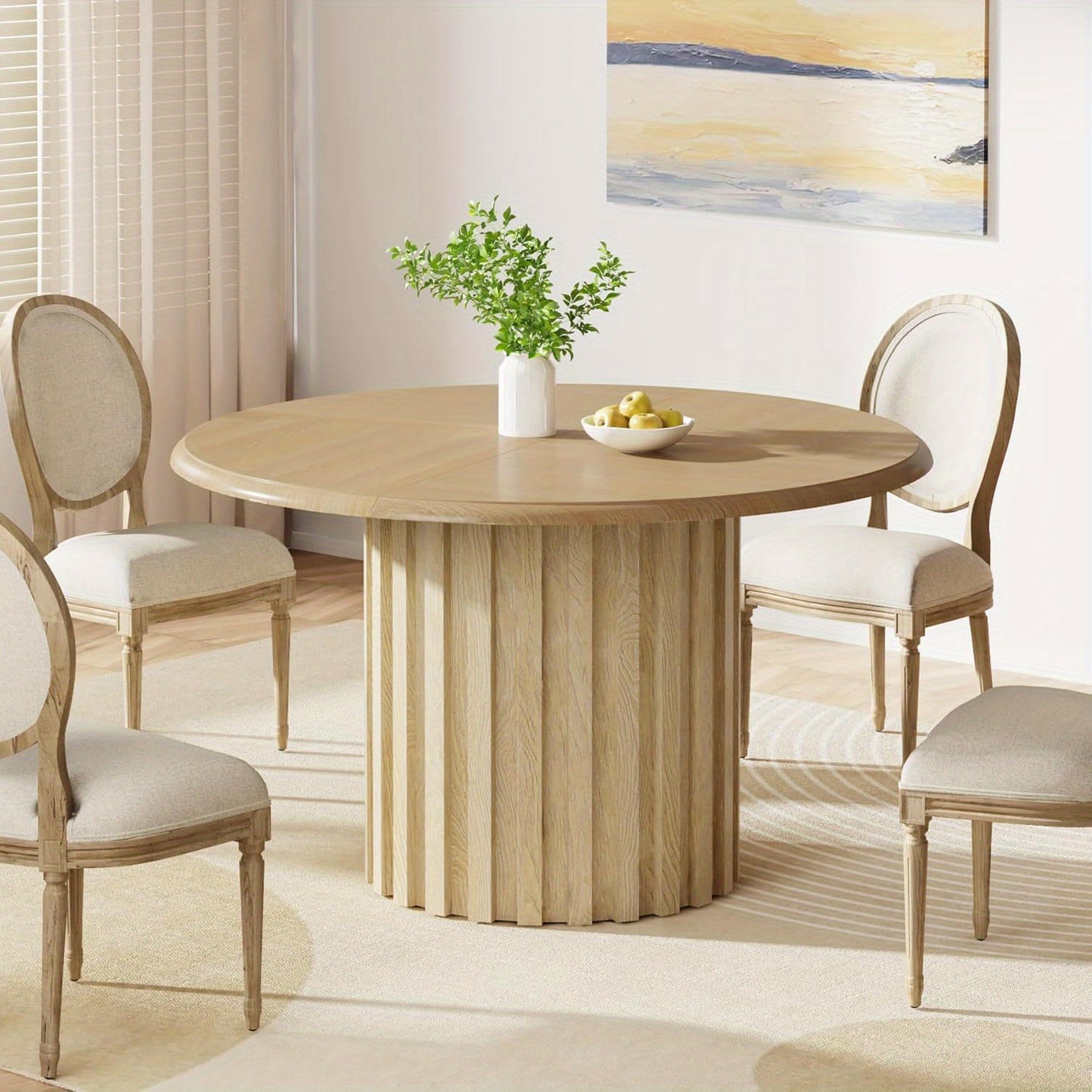 Ronde Eettafel – Ronde Tafel – Eetkamertafel – Keukentafel – Eethoektafel – Compact Design – Gelamineerd Spaanplaat & Metalen Onderstel – 119,99 cm Diameter