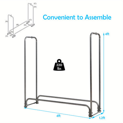 Houthouder – Houtopslag – Houtrek – Brandhoutrek – Houtstandaard – Zwaar ijzeren frame – Inclusief waterdichte PVC hoes – Lengte 121,92 cm