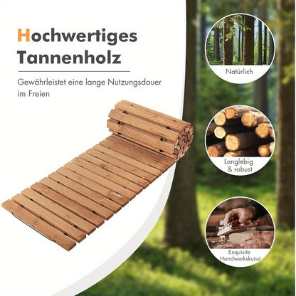 Houten Tuinpad – Uitbreidbaar Tuinpad – Looppad – Tuinpad Loopbrug – Achtertuin Pad – Vurenhout Met Stalen Draad – 245cm Lang, 43cm Breed