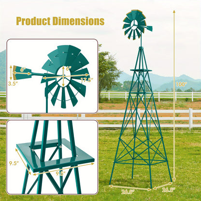 Windmolen – Tuinsteker – Windwijzer – Windspinner – Tuindecoratie – 244 cm Hoog – Weerbestendig Metaal