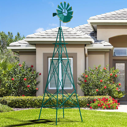 Windmolen – Tuinsteker – Windwijzer – Windspinner – Tuindecoratie – 244 cm Hoog – Weerbestendig Metaal