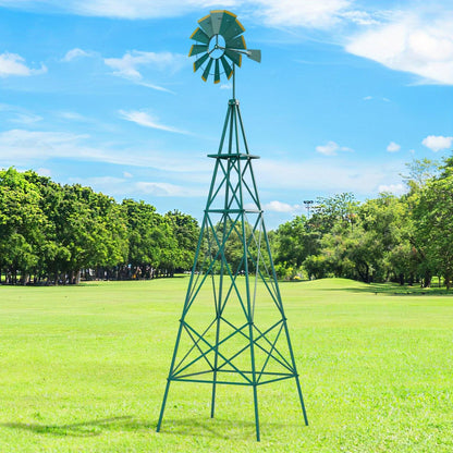 Windmolen – Tuinsteker – Windwijzer – Windspinner – Tuindecoratie – 244 cm Hoog – Weerbestendig Metaal