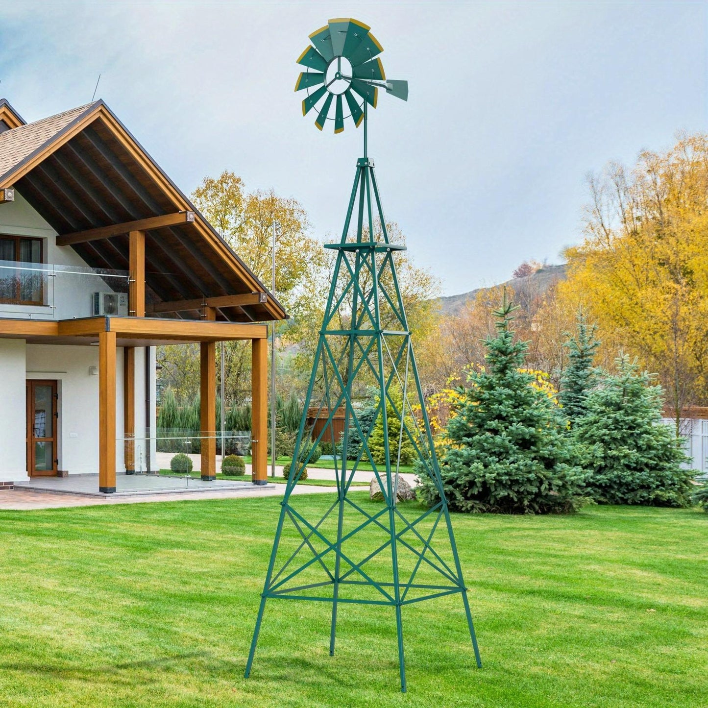Windmolen – Tuinsteker – Windwijzer – Windspinner – Tuindecoratie – 244 cm Hoog – Weerbestendig Metaal