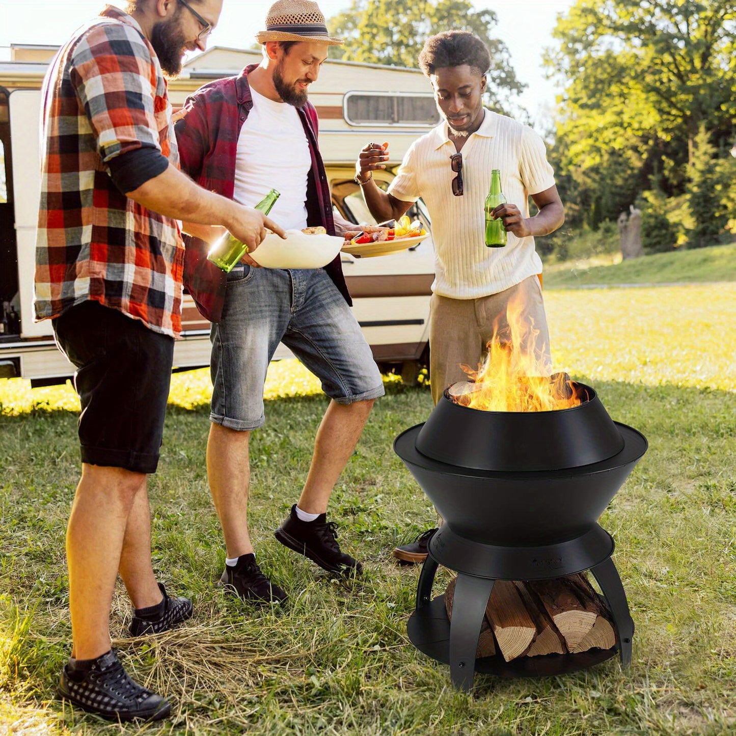 Fire Pit – Vuurkorf – Buitenhaard – Barbecue – Campingkachel – Rookvrij & Efficiënt – Hittebestendig Zn-Fe Metaal 50 x 50 x 58 cm