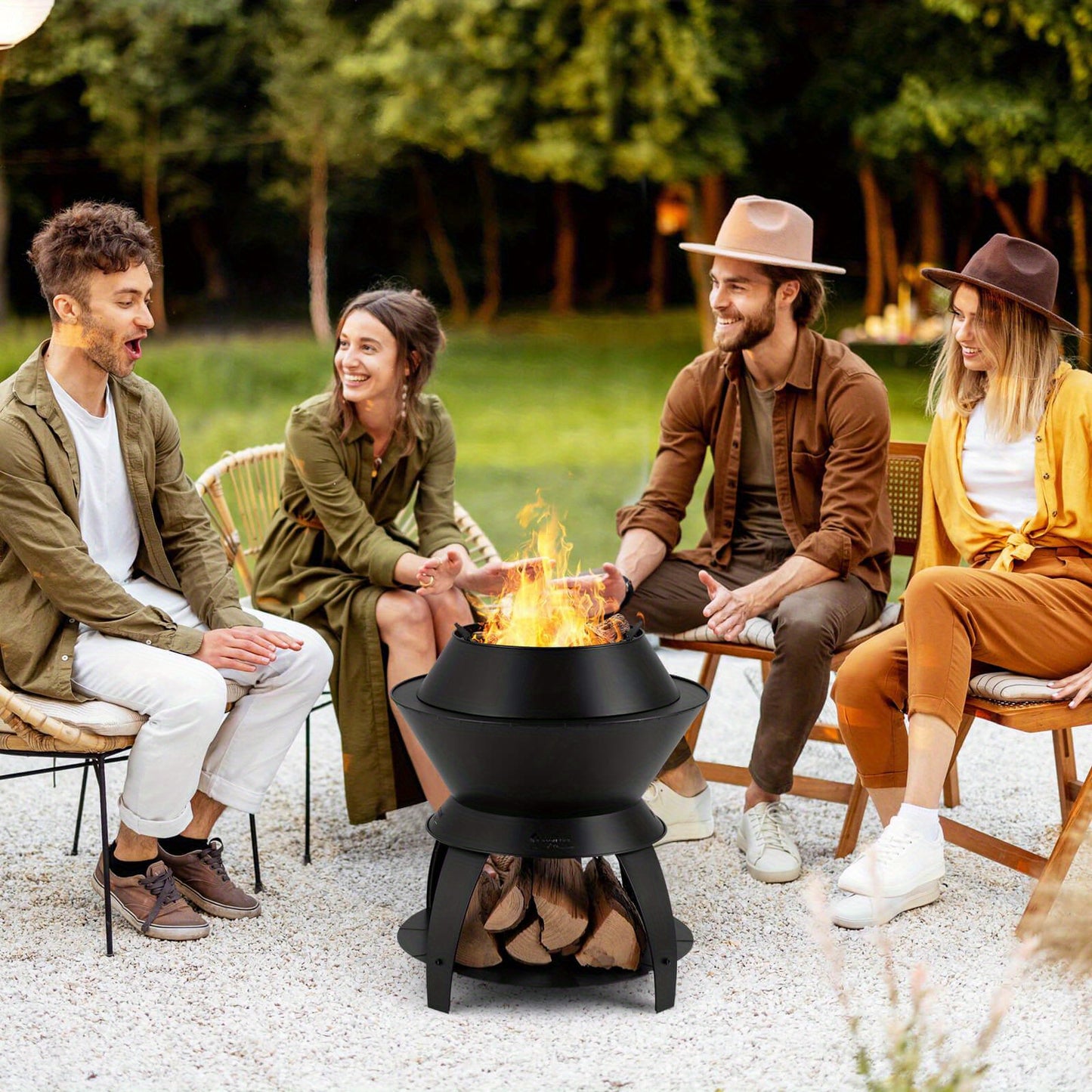 Fire Pit – Vuurkorf – Buitenhaard – Barbecue – Campingkachel – Rookvrij & Efficiënt – Hittebestendig Zn-Fe Metaal 50 x 50 x 58 cm