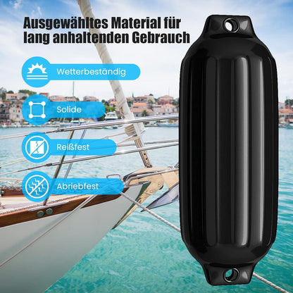 Bootfender – Stootwil – Fender – Bootbumper – Stootkussen – Set Van 4 Zware PVC Fenders – UV-Bestendig En Slagvast – Zwarte Bootbescherming Met Bevestigingsogen