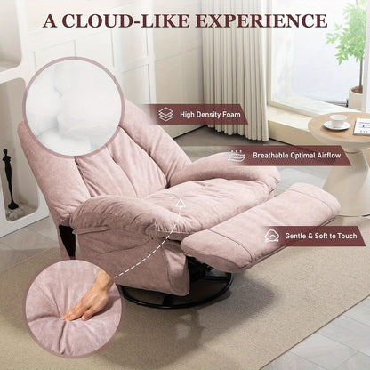 DYHOME Pink Modern Single Lounge Sofa Power Recliner - Swivel Massage Chair with USB Port, Rocking Function, Side Pockets & Storage Bag, Ergonomic Design for Living Room or Bedroom, Durable Polyester Fabric, Easy Assembly, Re