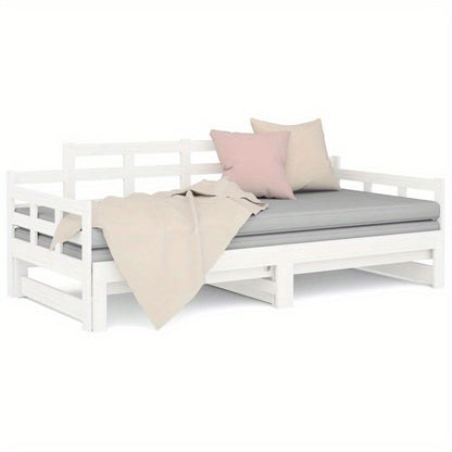 Bedbank – Slaapbank – Uitschuifbed – Daybed – Logeerbed – Massief Grenenhout – 2x90x200 cm – Ruimtebesparend Design