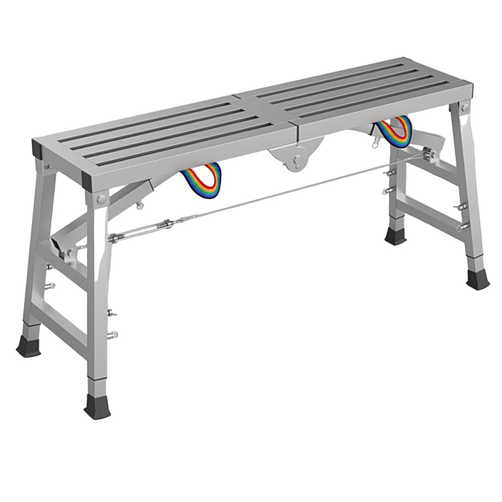 Werkplatform – Opvouwbare Steiger – Verstelbare Schildersteiger – Klussteiger – Draagbaar Werkbankje – Gegalvaniseerd Staal – Verstelbare Hoogte 60-90 cm – Draagvermogen 150 kg