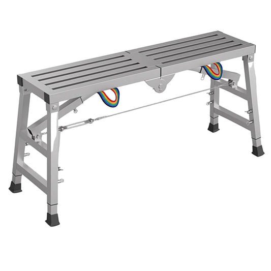 Werkplatform – Opvouwbare Steiger – Verstelbare Schildersteiger – Klussteiger – Draagbaar Werkbankje – Gegalvaniseerd Staal – Verstelbare Hoogte 60-90 cm – Draagvermogen 150 kg