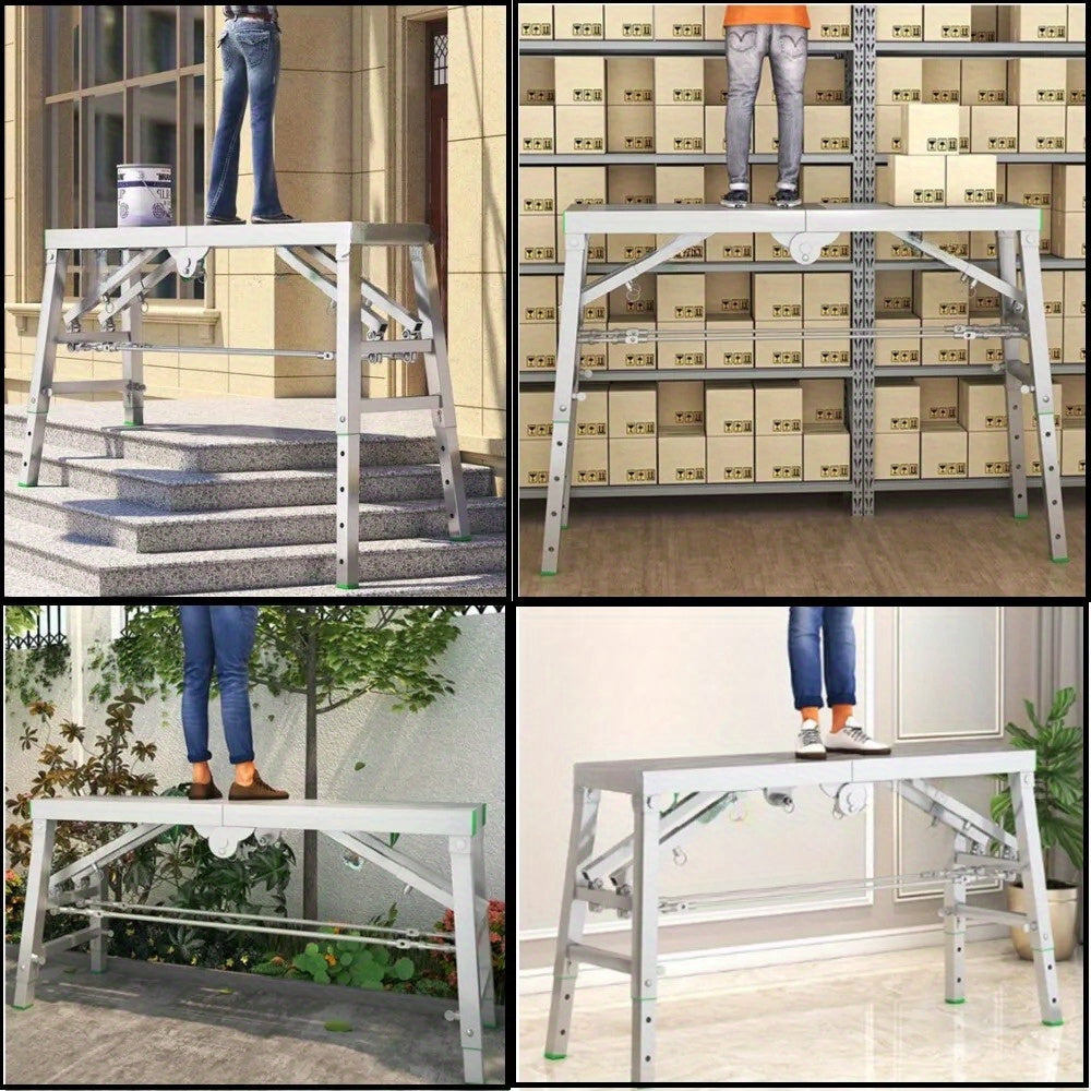 Werkplatform – Opvouwbare Steiger – Verstelbare Schildersteiger – Klussteiger – Draagbaar Werkbankje – Gegalvaniseerd Staal – Verstelbare Hoogte 60-90 cm – Draagvermogen 150 kg