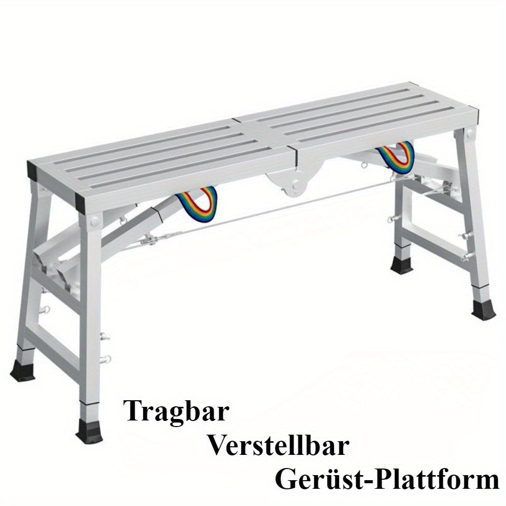 Werkplatform – Opvouwbare Steiger – Verstelbare Schildersteiger – Klussteiger – Draagbaar Werkbankje – Gegalvaniseerd Staal – Verstelbare Hoogte 60-90 cm – Draagvermogen 150 kg
