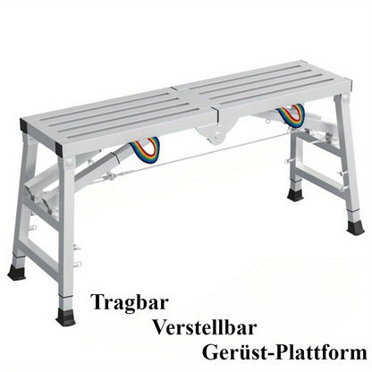 Werkplatform – Opvouwbare Steiger – Verstelbare Schildersteiger – Klussteiger – Draagbaar Werkbankje – Gegalvaniseerd Staal – Verstelbare Hoogte 60-90 cm – Draagvermogen 150 kg