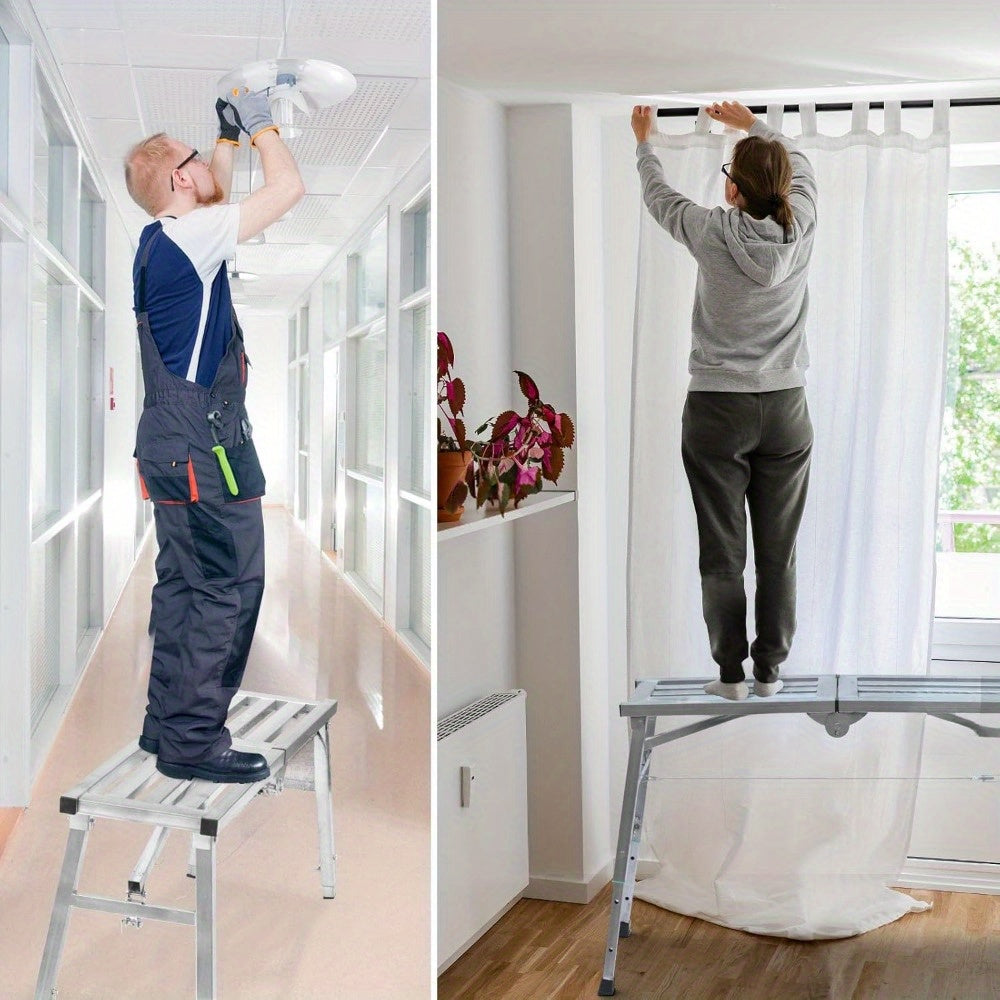 Werkplatform – Opvouwbare Steiger – Verstelbare Schildersteiger – Klussteiger – Draagbaar Werkbankje – Gegalvaniseerd Staal – Verstelbare Hoogte 60-90 cm – Draagvermogen 150 kg