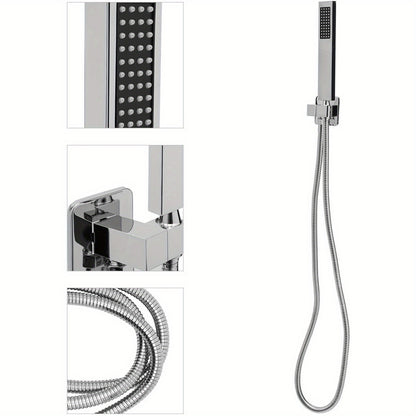Doucheset – Regendouche – Douchekraan – Douchegarnituur – Handdouche – Wandgemonteerd – 30x30 cm Regendouche – Messing en RVS met Thermostaatkraan