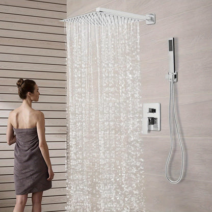 Doucheset – Regendouche – Douchekraan – Douchegarnituur – Handdouche – Wandgemonteerd – 30x30 cm Regendouche – Messing en RVS met Thermostaatkraan