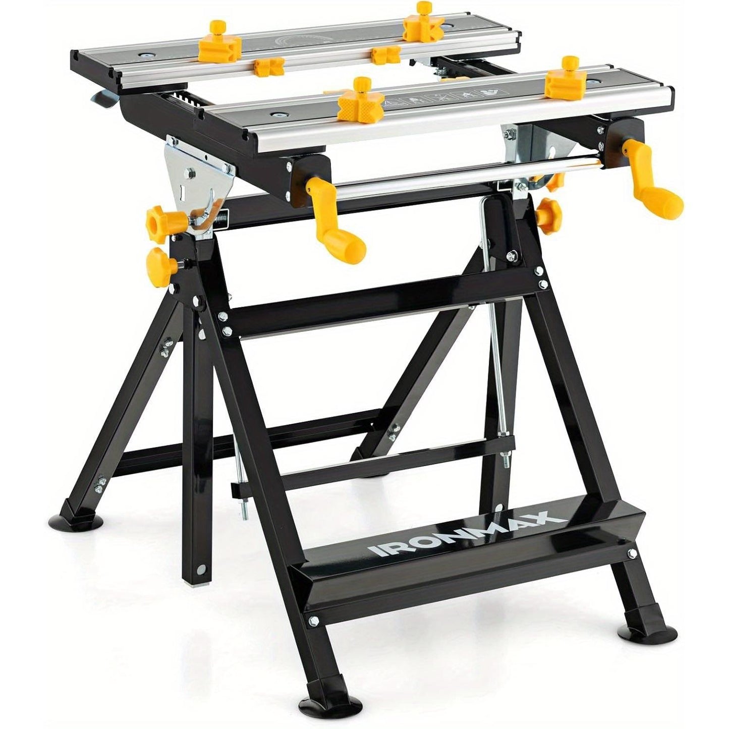 Inklapbare Werkbank – Werktafel – Klusbank – Montagebank – Tafelbank – 7-voudig Verstelbare Hoogte – Kantelbaar Werkblad 0°-80° – Zwart – Aluminium & Metaal