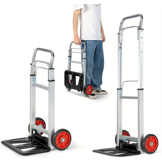 Opvouwbare Steekwagen – Steekkar – Transportwagen – Trolley – Plateauwagen – Aluminium – Verstelbare Handgreep – Lichtgewicht & Compact – Zwart